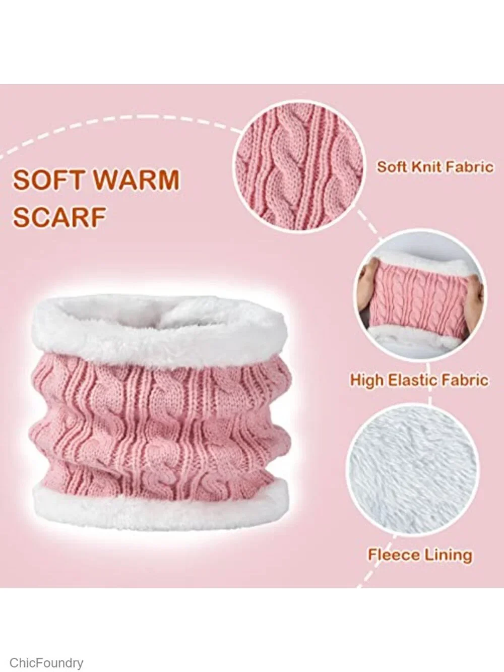 Kids Winter Hat Scarf Gloves Set - Fleece Lined Beanie with Pompom & Neck Warmer